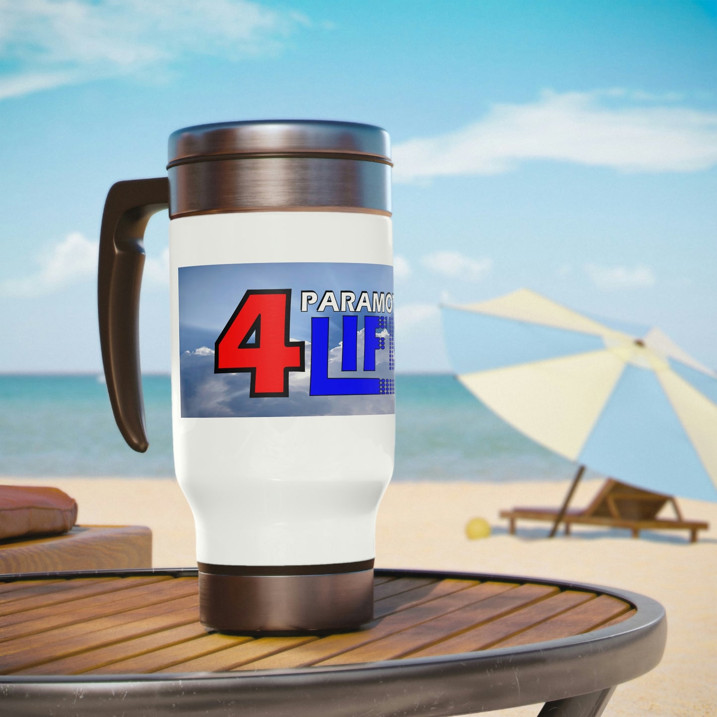 Paramotor 4 life Stainless Steel Travel Mug with Handle, 14oz