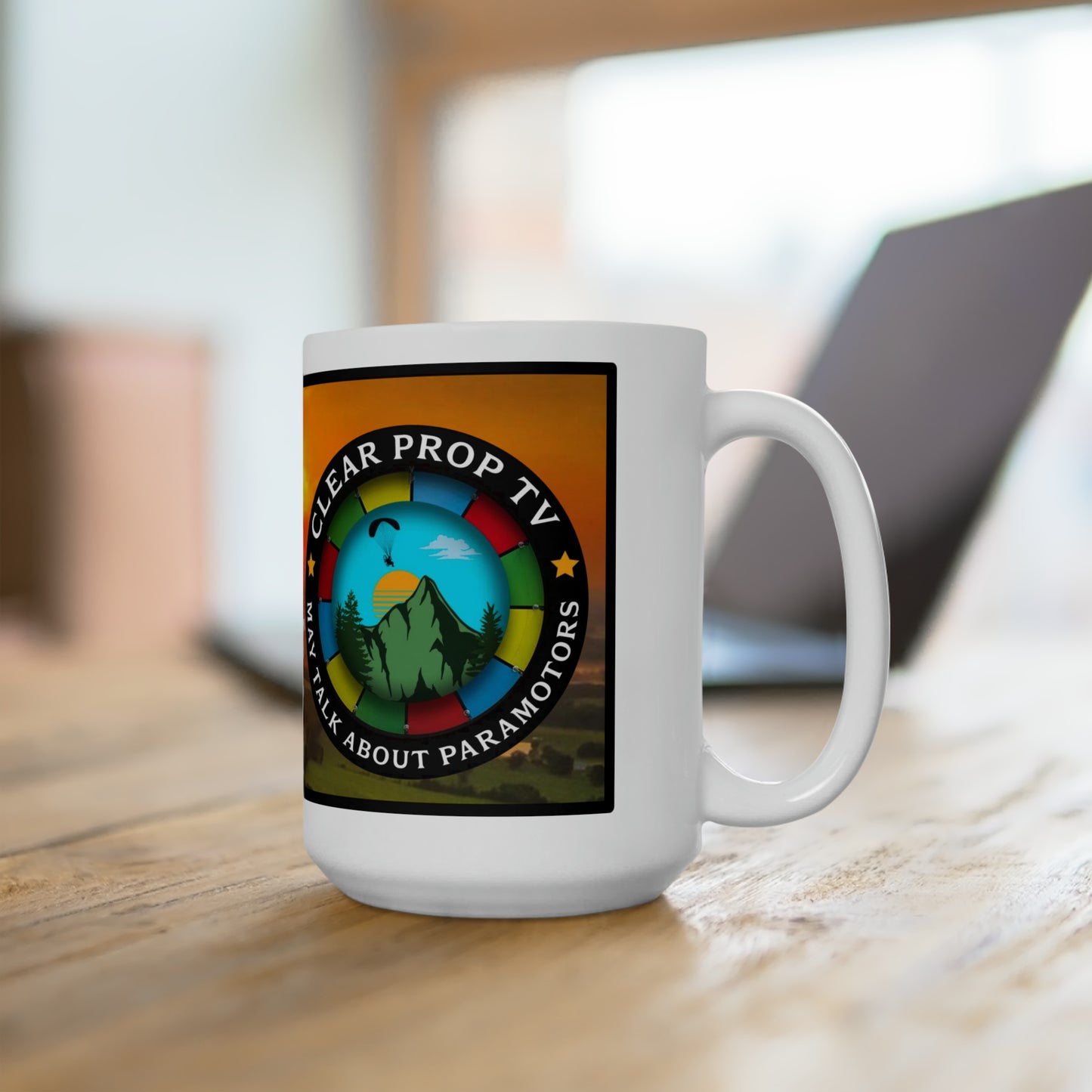 Runintothesky.org plus Clearproptv 15 oz mug