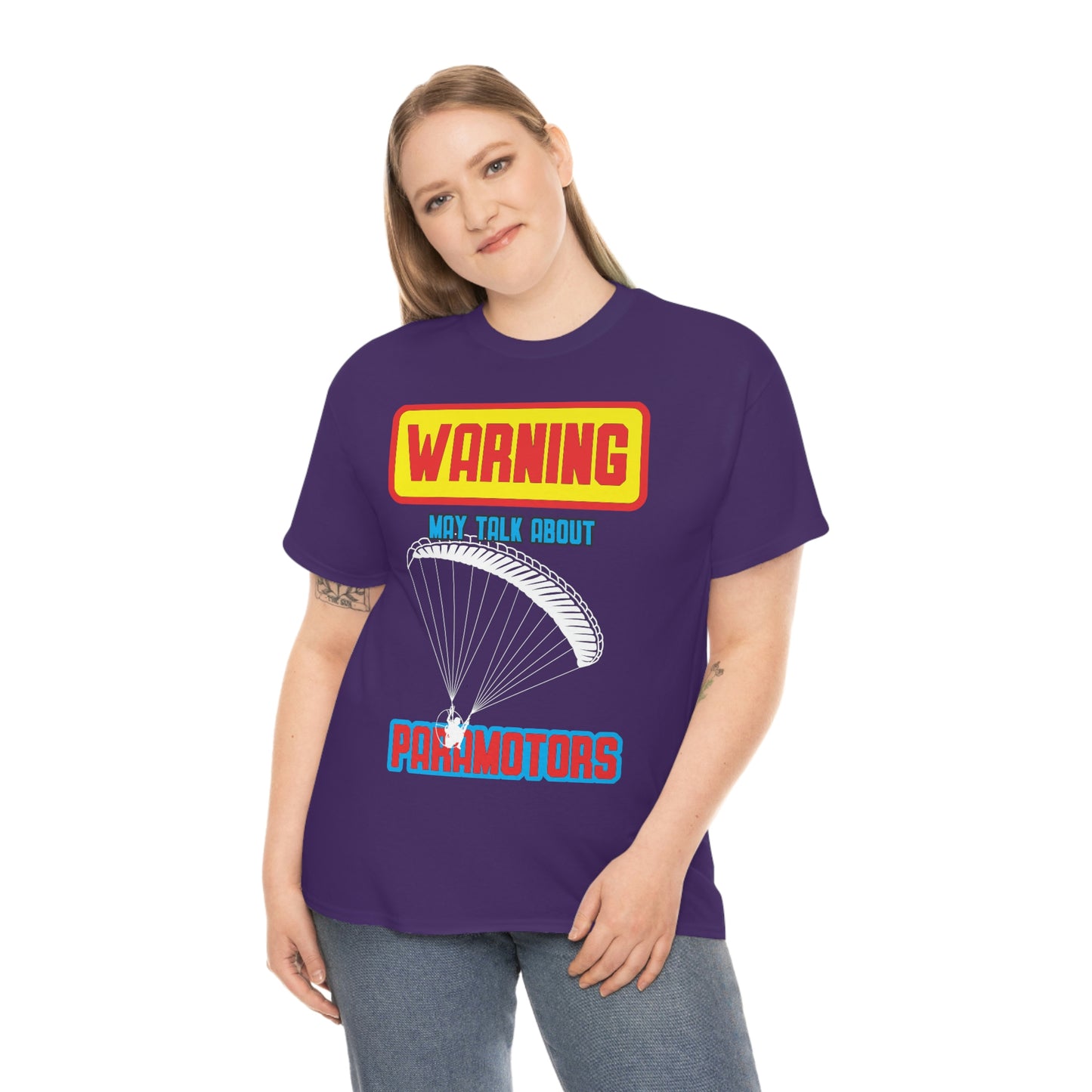 WARNING My Talk About Paramotors Unisex Heavy Cotton Tee