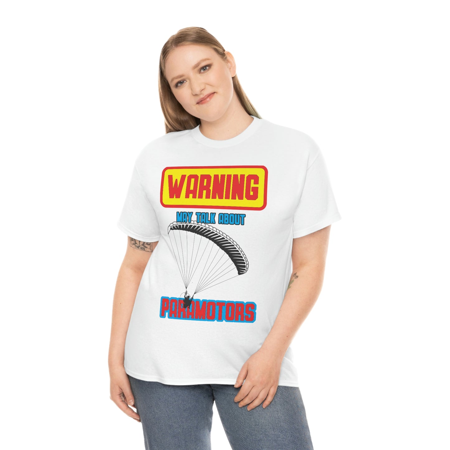 WARNING My Talk About Paramotors Unisex Heavy Cotton Tee