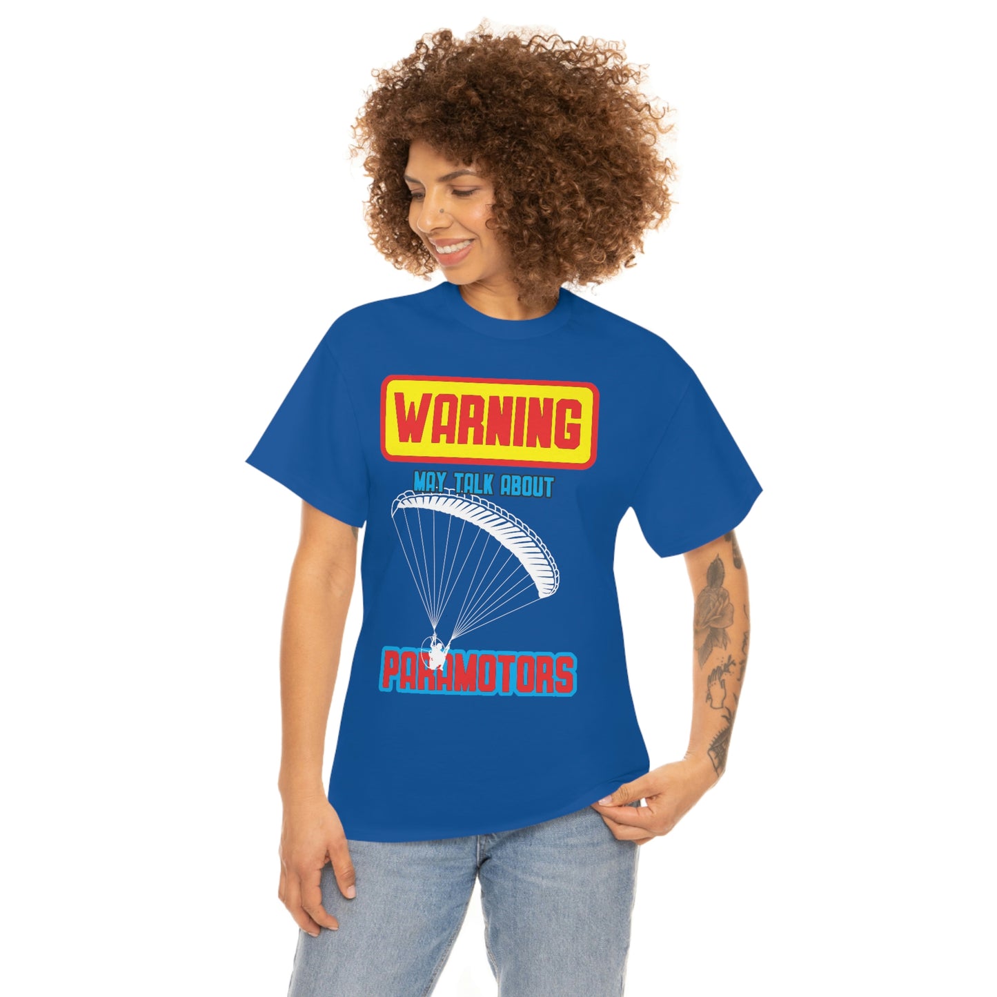 WARNING My Talk About Paramotors Unisex Heavy Cotton Tee