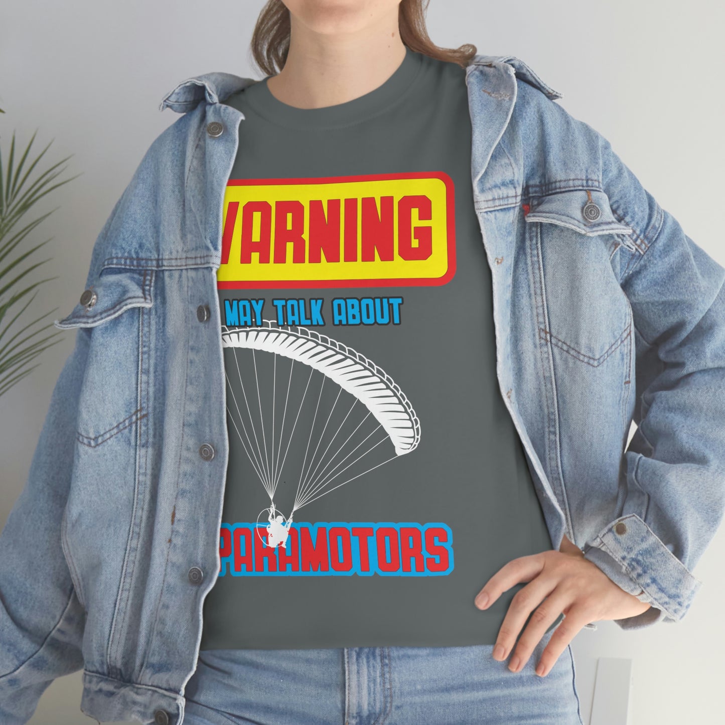 WARNING My Talk About Paramotors Unisex Heavy Cotton Tee