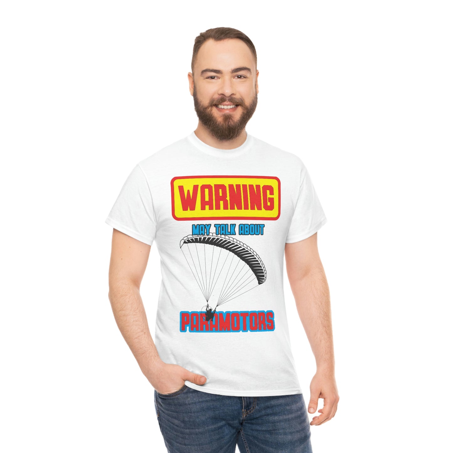 WARNING My Talk About Paramotors Unisex Heavy Cotton Tee