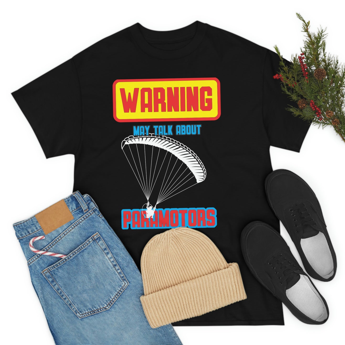 WARNING My Talk About Paramotors Unisex Heavy Cotton Tee