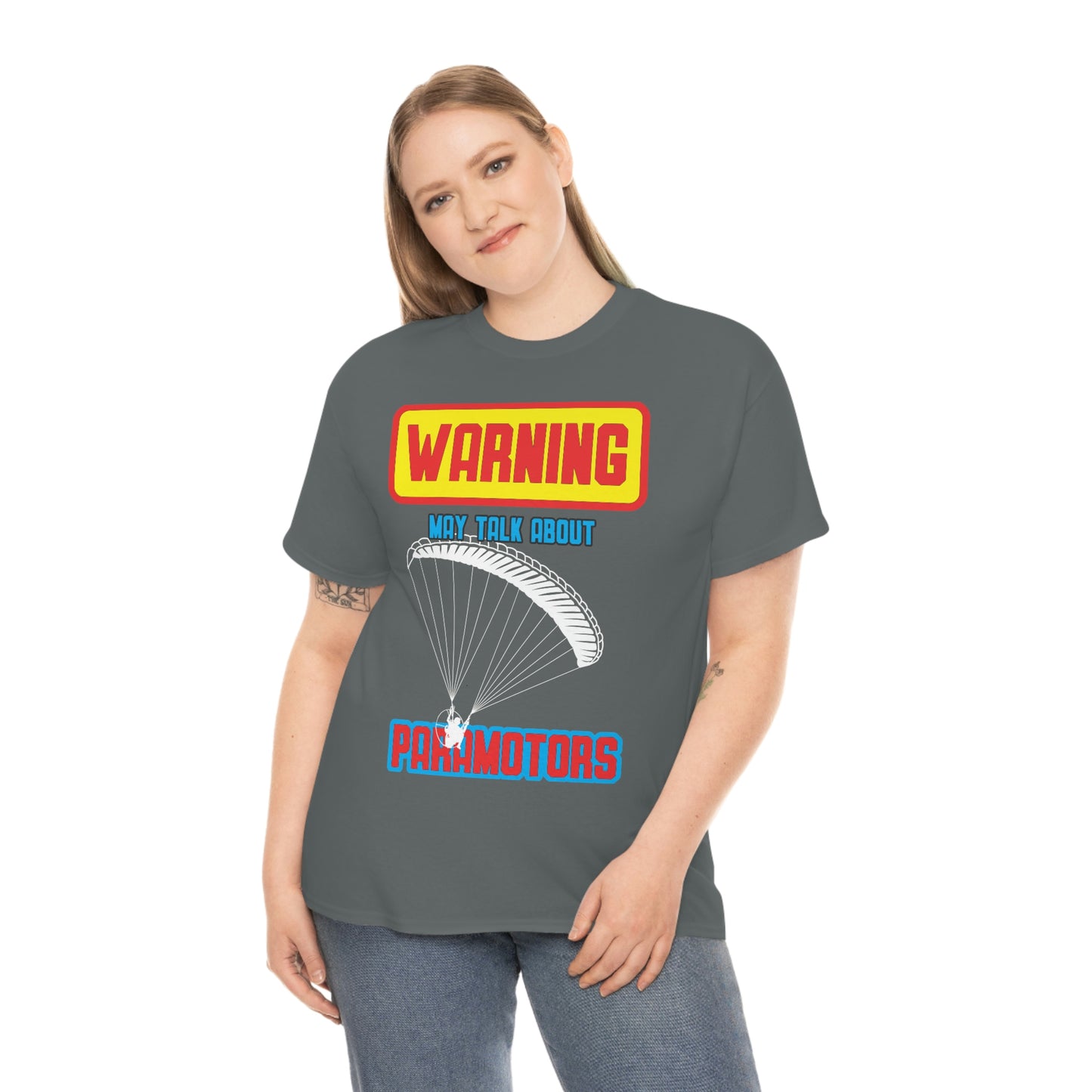 WARNING My Talk About Paramotors Unisex Heavy Cotton Tee