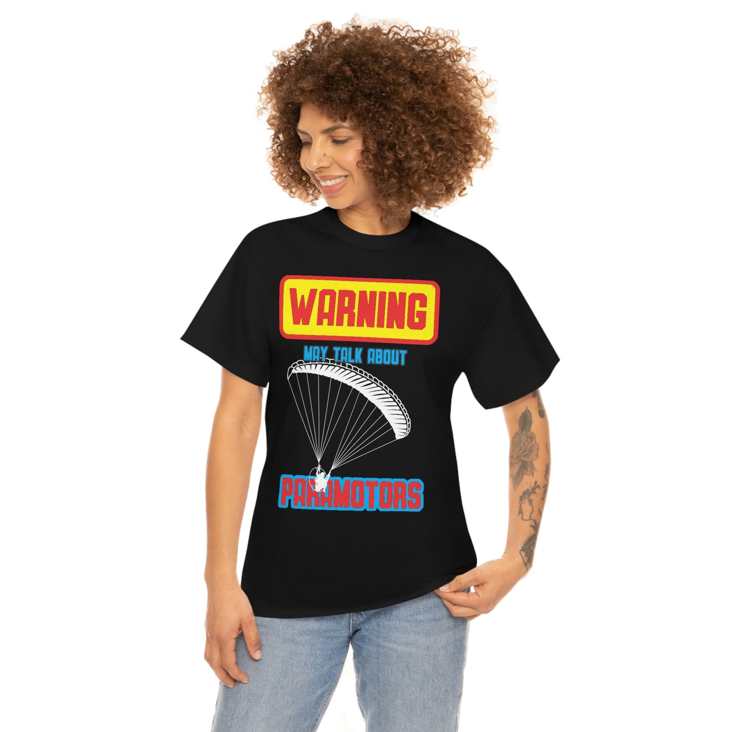 WARNING My Talk About Paramotors Unisex Heavy Cotton Tee