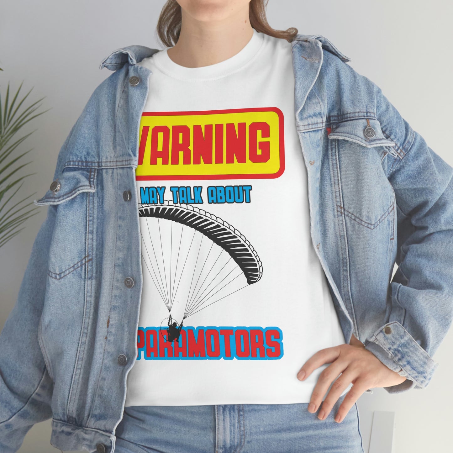 WARNING My Talk About Paramotors Unisex Heavy Cotton Tee