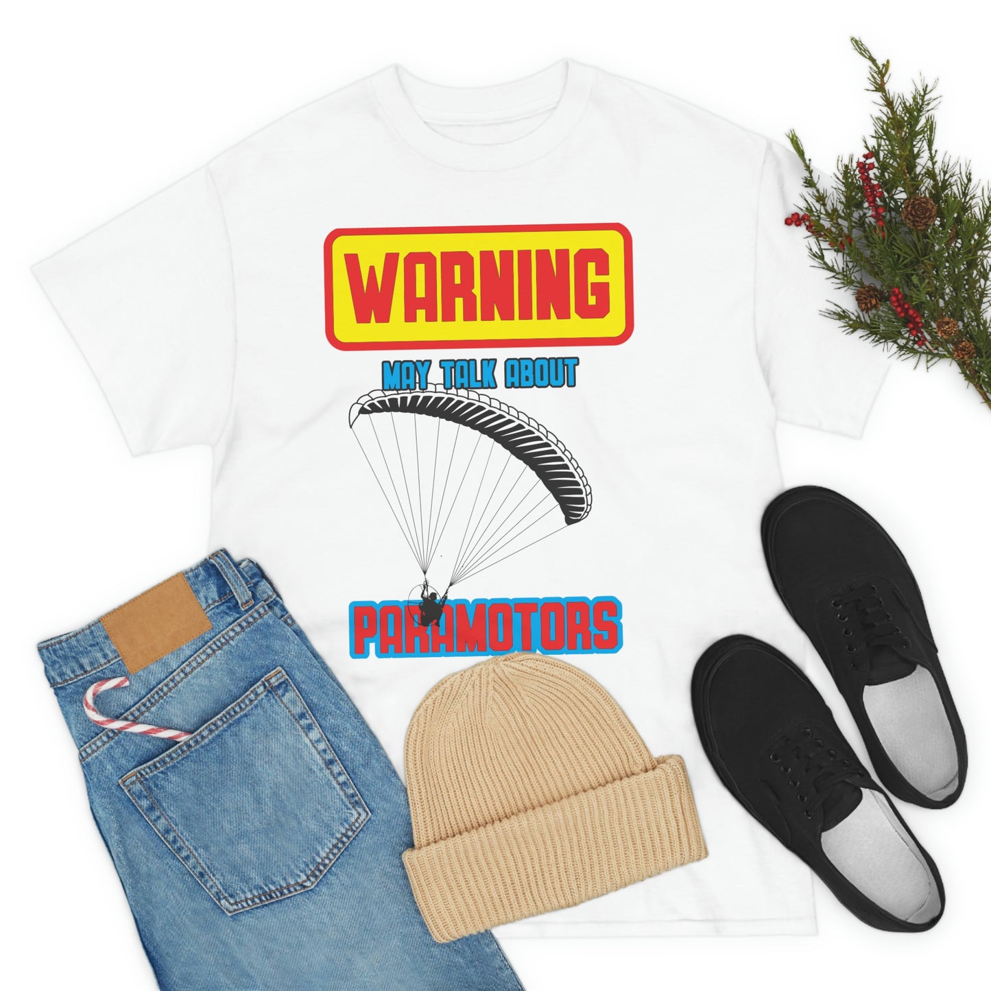 WARNING My Talk About Paramotors Unisex Heavy Cotton Tee