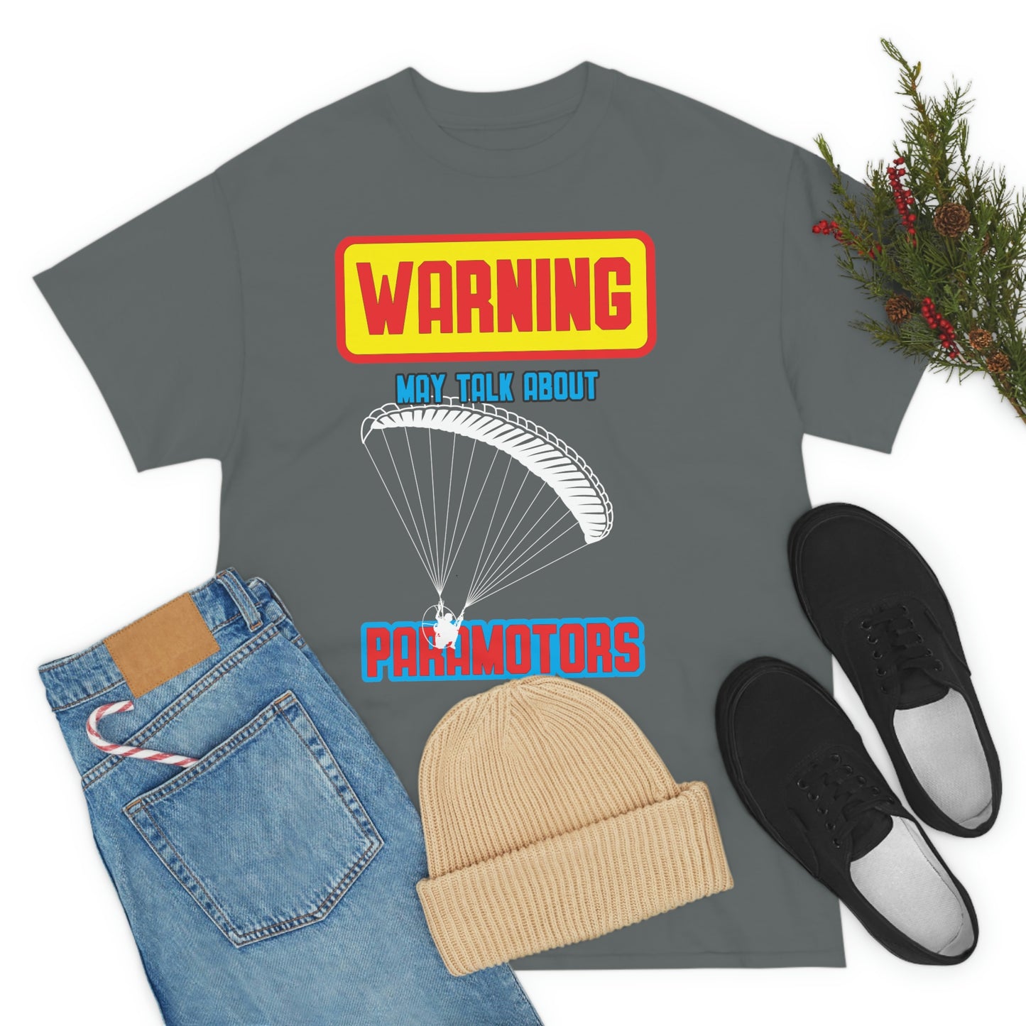 WARNING My Talk About Paramotors Unisex Heavy Cotton Tee